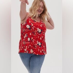Torrid Red Floral Sleeveless Tank Top